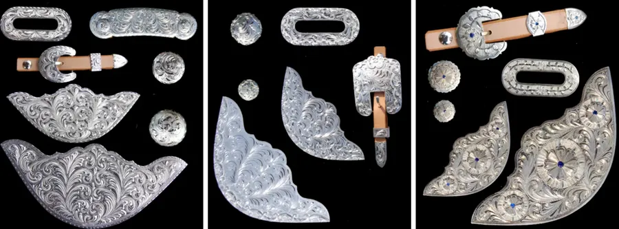 Weitere Silberconchos und Zierbeschläge für Westernsättel